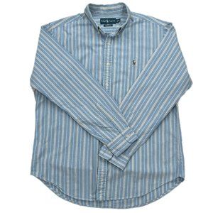 Polo Ralph Lauren Blue/White Striped Classic Fit Long Sleeve Shirt - Sz L